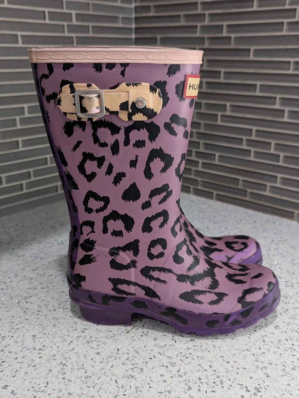 Hunter Kids Original People Leopard Cheetah Animal Print Tall Rainboots Size 13